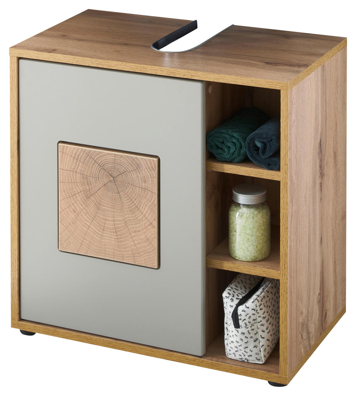 WASCHBECKENUNTERSCHRANK 60/60/35 cm  - Eiche Wotan/Hellgrau, Modern, Holzwerkstoff/Kunststoff (60/60/35cm) - MID.YOU
