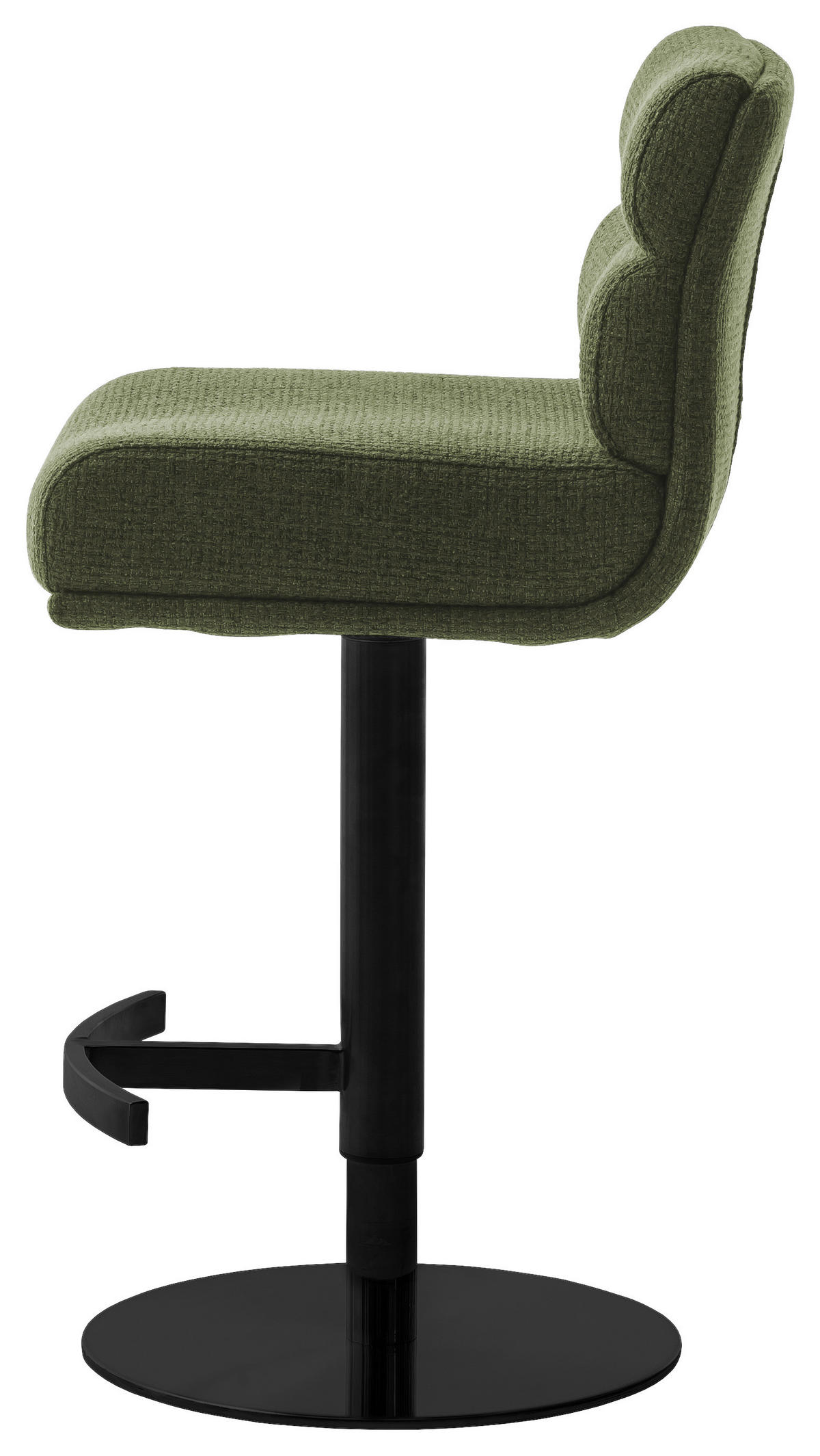 BARHOCKER in Metall, Textil Schwarz, Olivgrün  - Schwarz/Olivgrün, Design, Textil/Metall (43/84/52cm) - Dieter Knoll