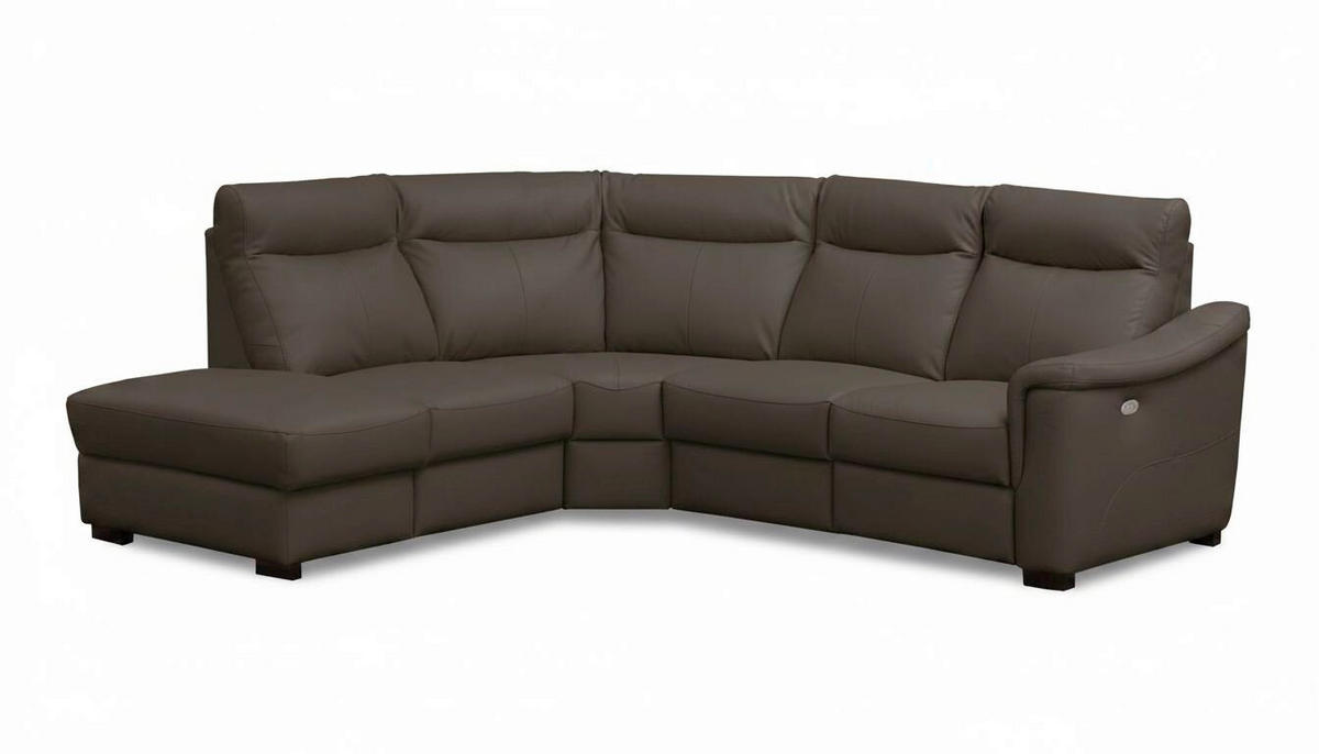 ECKSOFA Dunkelbraun Echtleder Lederlook Bettkasten, Rücken echt, Relaxfunktion  - Wengefarben/Dunkelbraun, Design, Leder/Holz (229/260cm) - Livetastic