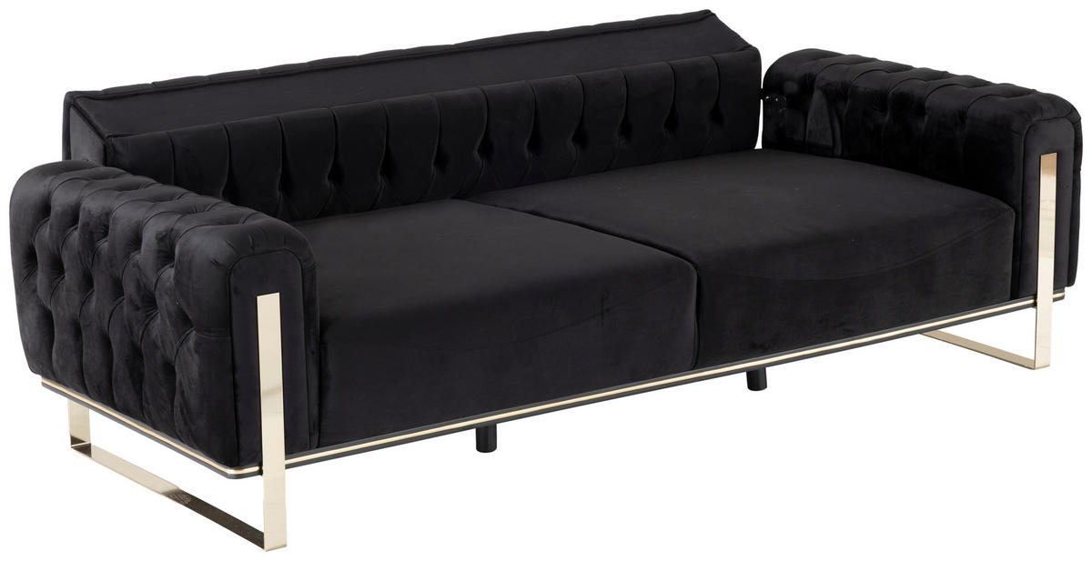 3-SED,  črna tekstil  - zlate barve/črna, Design, tekstil (236/93/83cm) - Livetastic