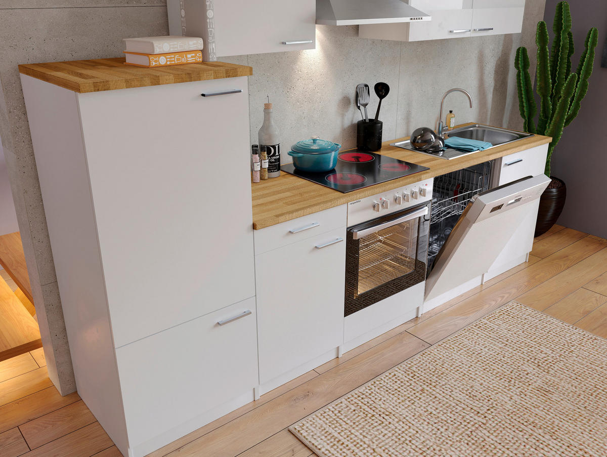 KÜCHENLEERBLOCK 280/200/60 cm   in Weiß  - Silberfarben/Nussbaumfarben, Basics, Holzwerkstoff/Metall (280/200/60cm) - Respekta