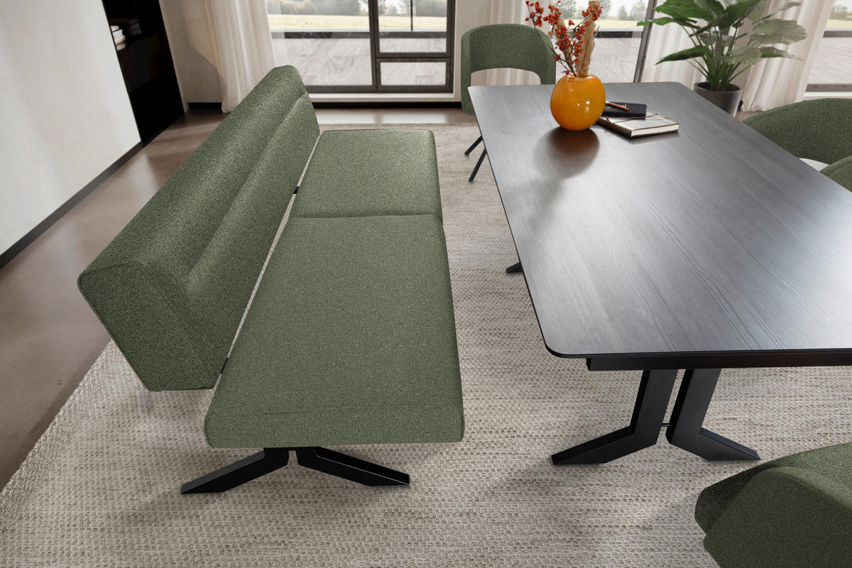 SITZBANK in Metall, Textil Grün  - Schwarz/Grün, Konventionell, Textil/Metall (220/70-86cm) - Moderano