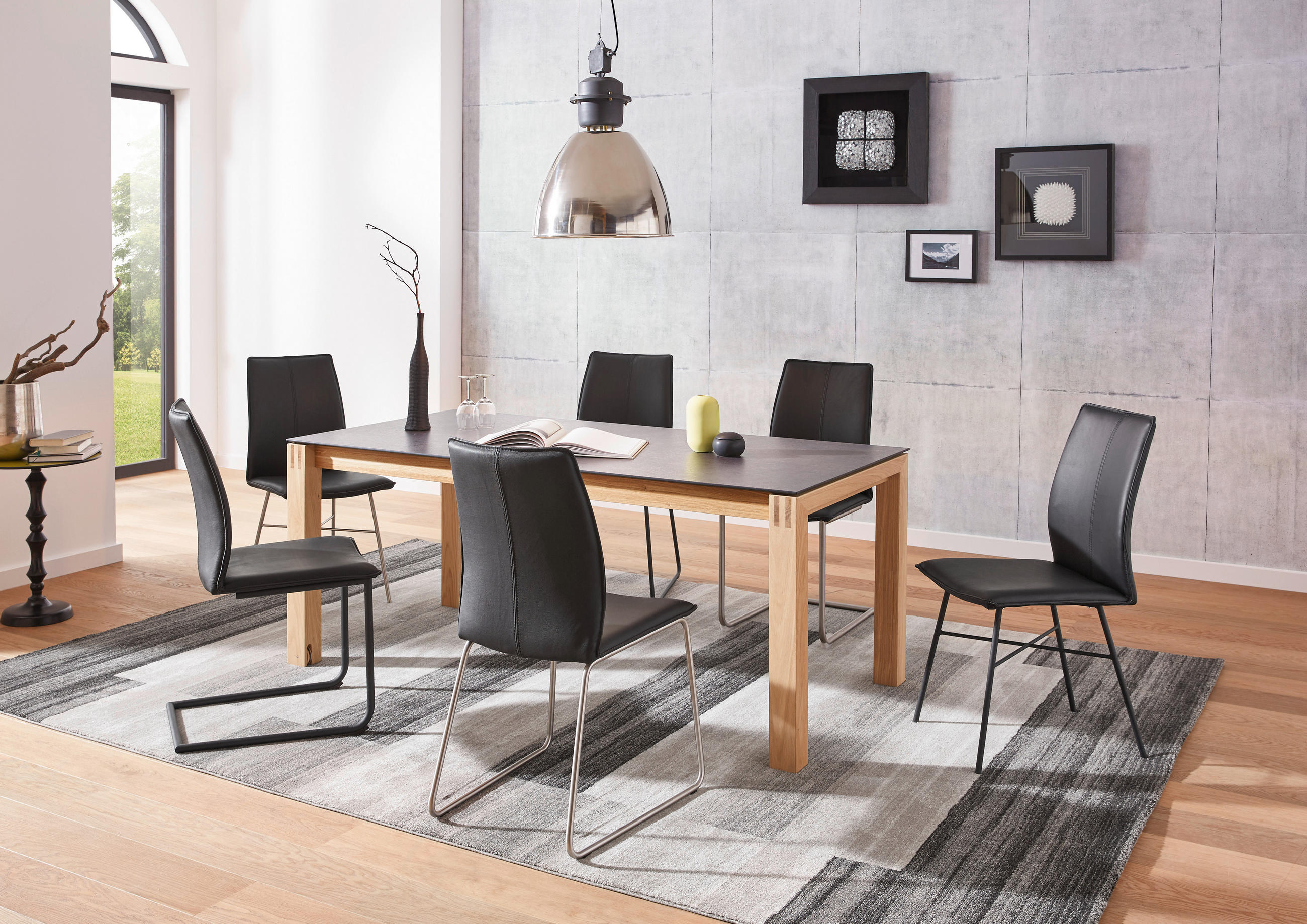 ESSTISCH in Holz, Kunststoff 140(240)/90/76 cm  - Eichefarben/Graphitfarben, Design, Holz/Kunststoff (140(240)/90/76cm) - Dieter Knoll