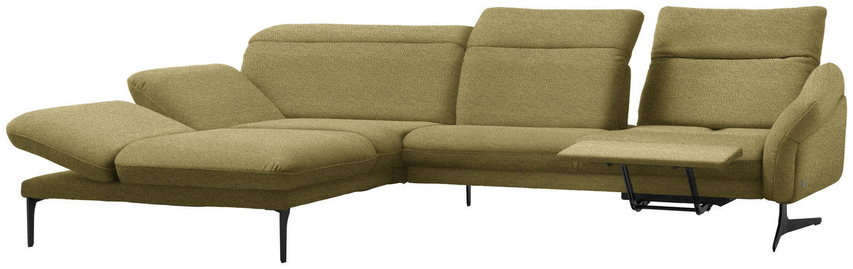 ECKSOFA in Webstoff Hellgrün  - Anthrazit/Hellgrün, Design, Textil/Metall (203/299cm) - Himolla