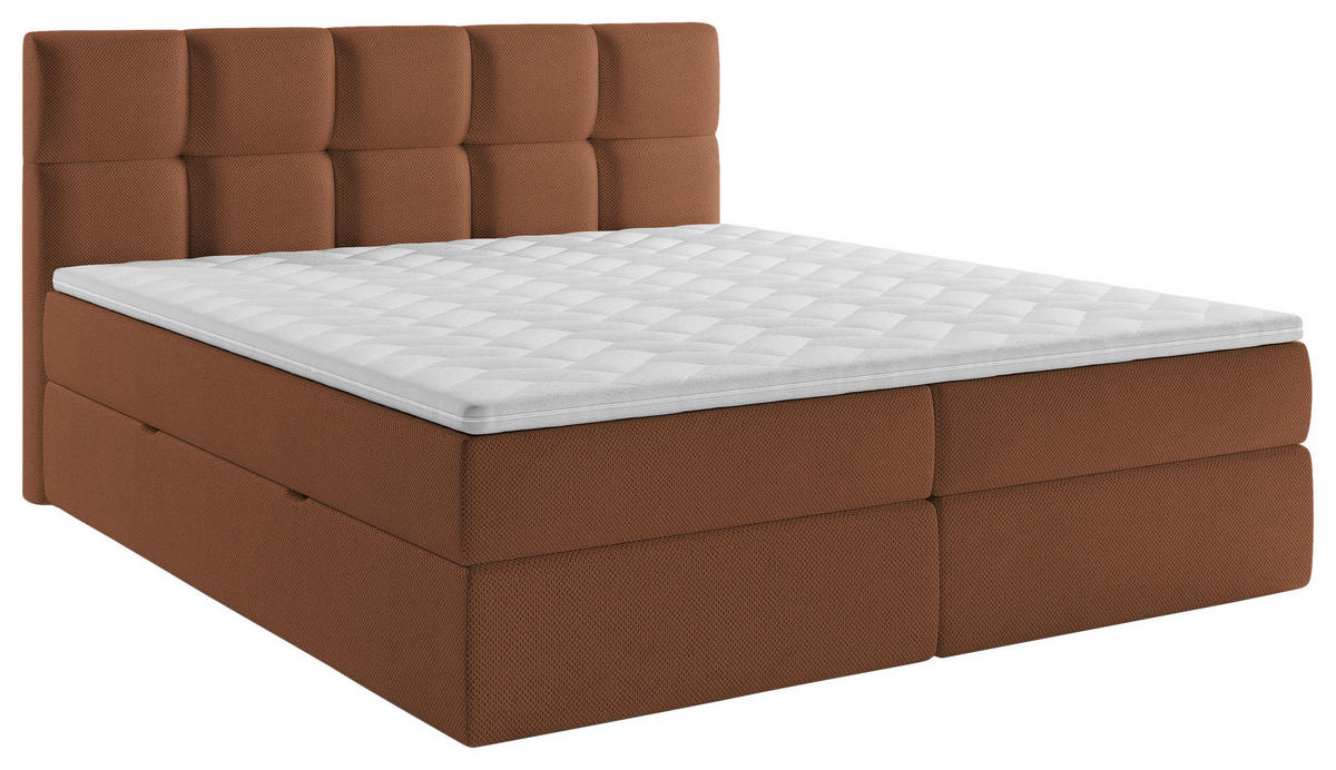 BOXBETT 180/200 cm  in Rostfarben  - Rostfarben/Schwarz, Modern, Holz/Holzwerkstoff (180/200cm) - MID.YOU