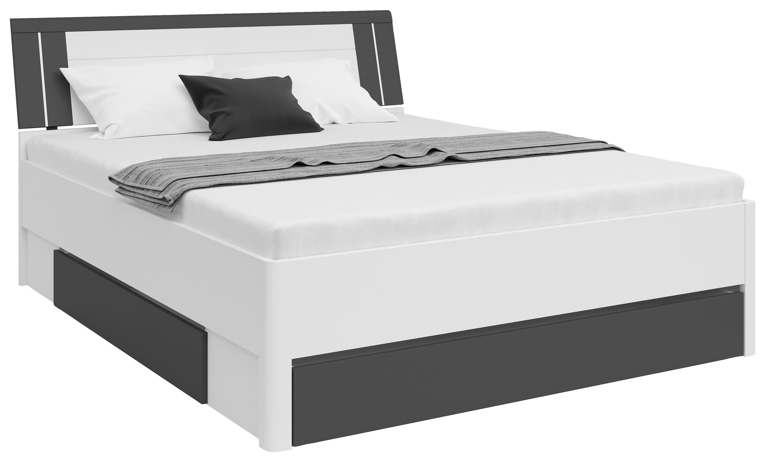 Stauraumbett 160x200 cm Saturn Graphitfarben/Weiß