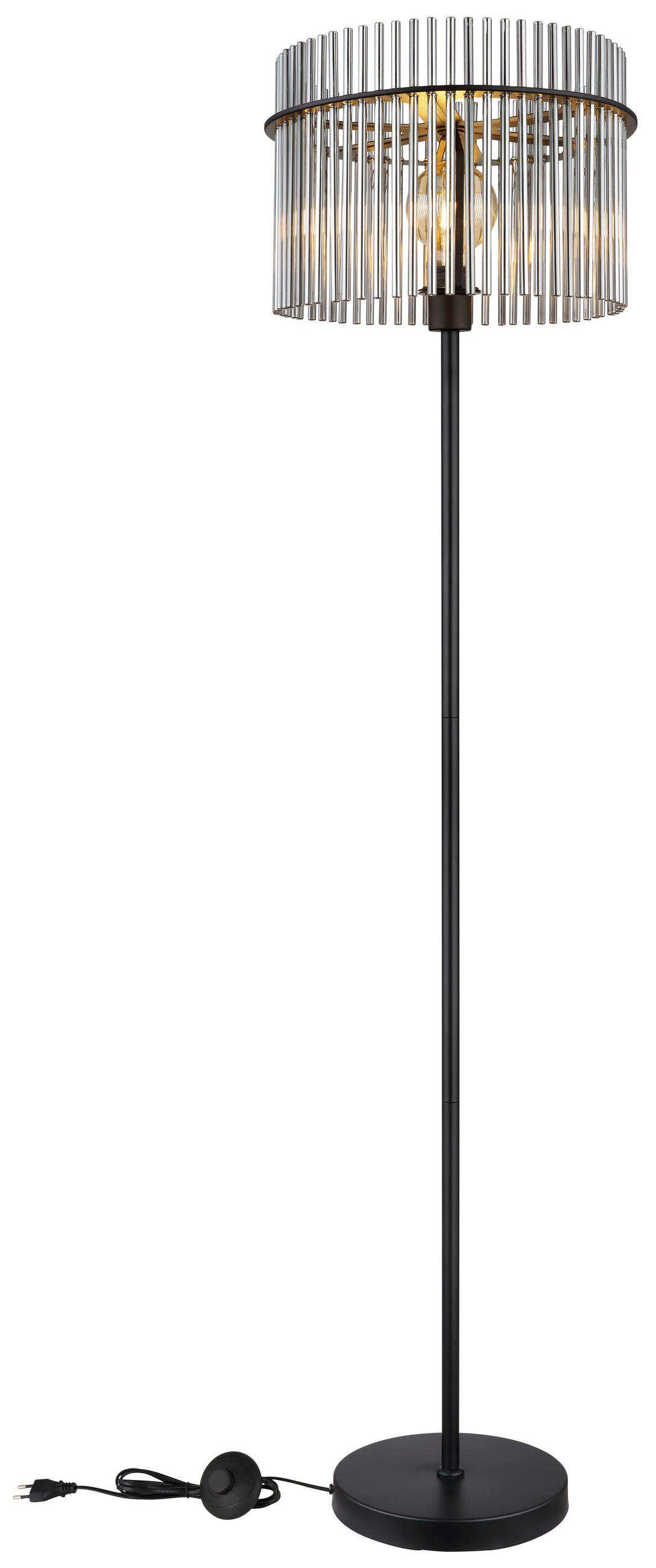 STEHLEUCHTE 38/152 cm    - Schwarz, Design, Glas/Metall (38/152cm) - Globo