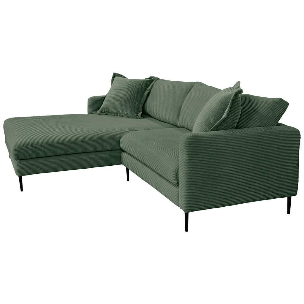 Thumbnail - P & B Ecksofa Joker, Dunkelgrün, Textil, 2-Sitzer, Ottomane links, L-Form, 268x193 cm, Rücken echt, Wohnzimmer, Sofas & ...