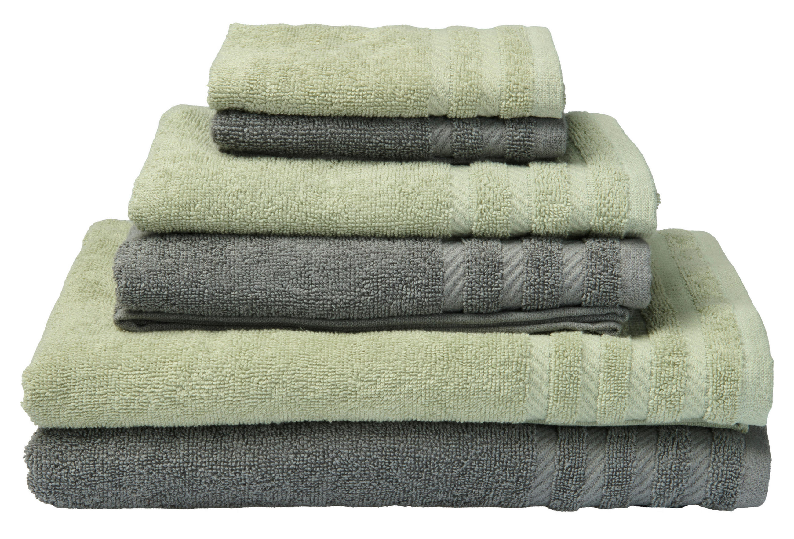 FROTTIERSET Santo Grau, Grün 6-teilig  - Grau/Grün, Basics, Textil - Esposa