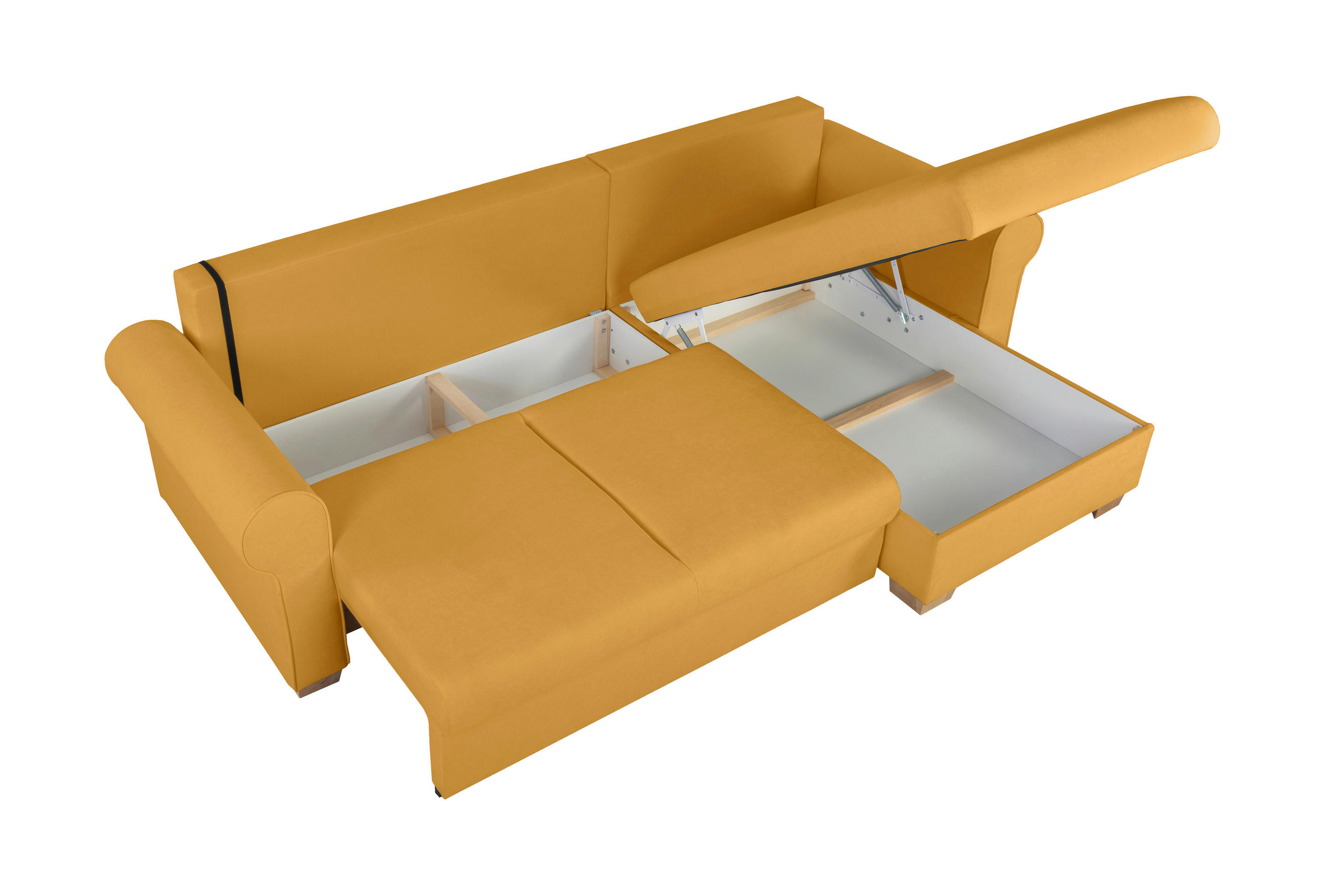 ECKSOFA Arles Gelb - Gelb/Buchefarben, Design, Holz/Textil (266/161cm) - MID.YOU
