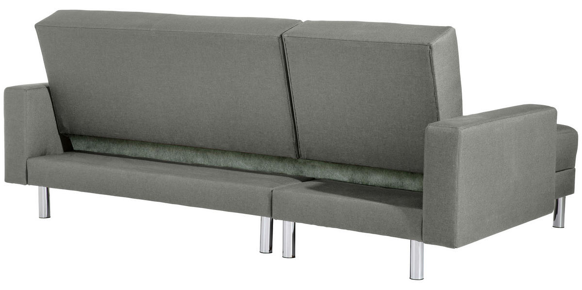 ECKSCHLAFSOFA inkl. Hocker in Hellgrau Textil   - Chromfarben/Hellgrau, Konventionell, Textil/Metall (152/230cm) - Max Winzer