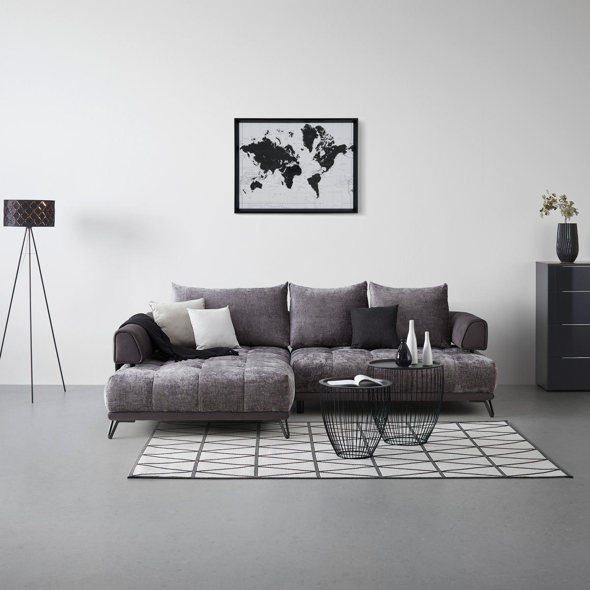 HÖRNSOFFA i grafitfärgad  - grafitfärgad/svart, Modern, metall/textil (184/262cm) - MID.YOU