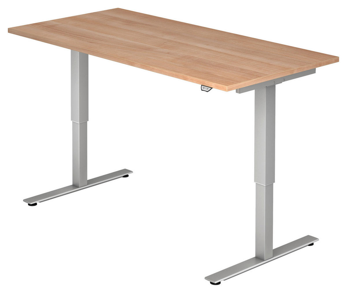 SCHREIBTISCH 160/80/72-119 cm  in Nussbaumfarben  - Silberfarben/Nussbaumfarben, KONVENTIONELL, Holzwerkstoff/Metall (160/80/72-119cm) - Venda