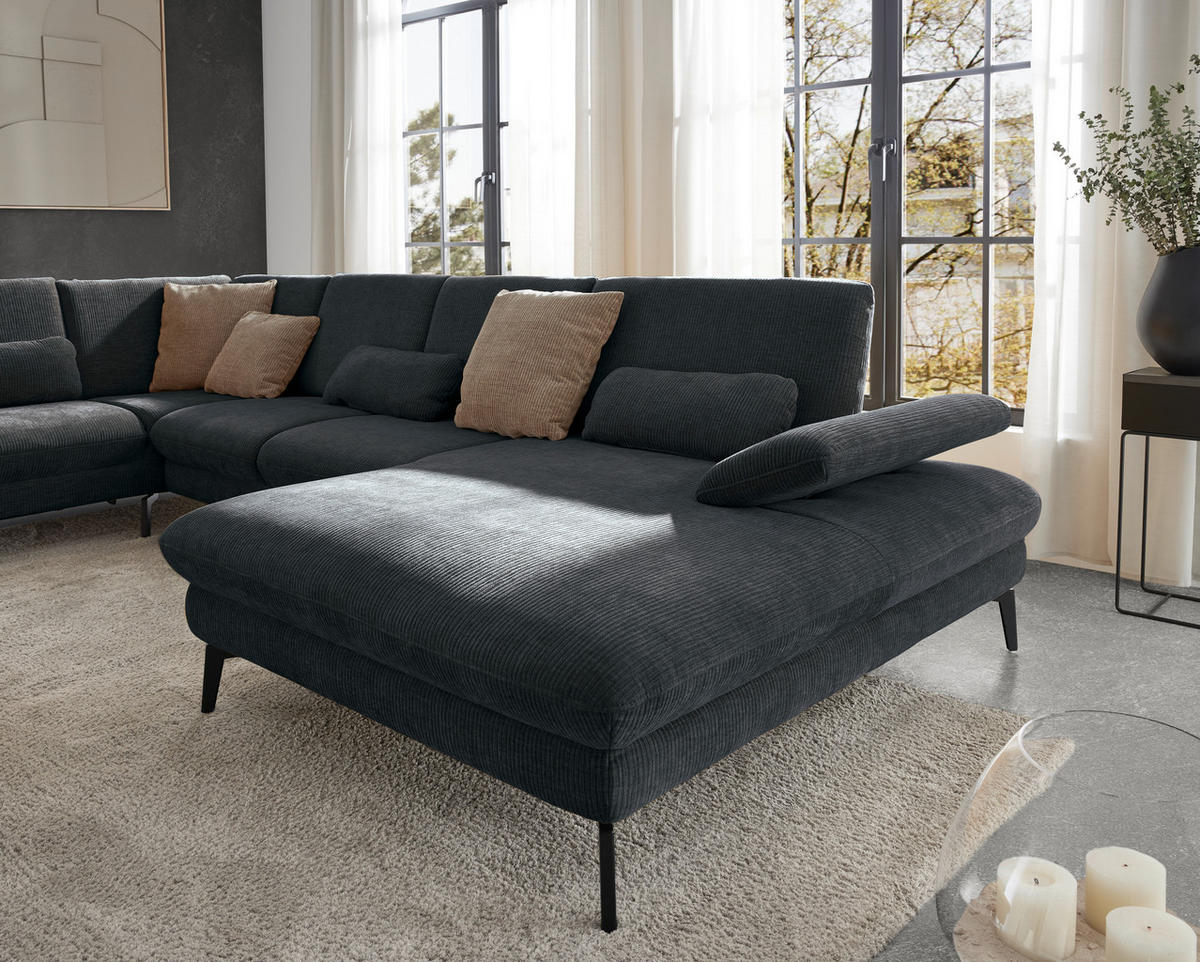 WOHNLANDSCHAFT in Webstoff Anthrazit  - Anthrazit/Schwarz, Design, Textil/Metall (208/354/157cm) - Dieter Knoll