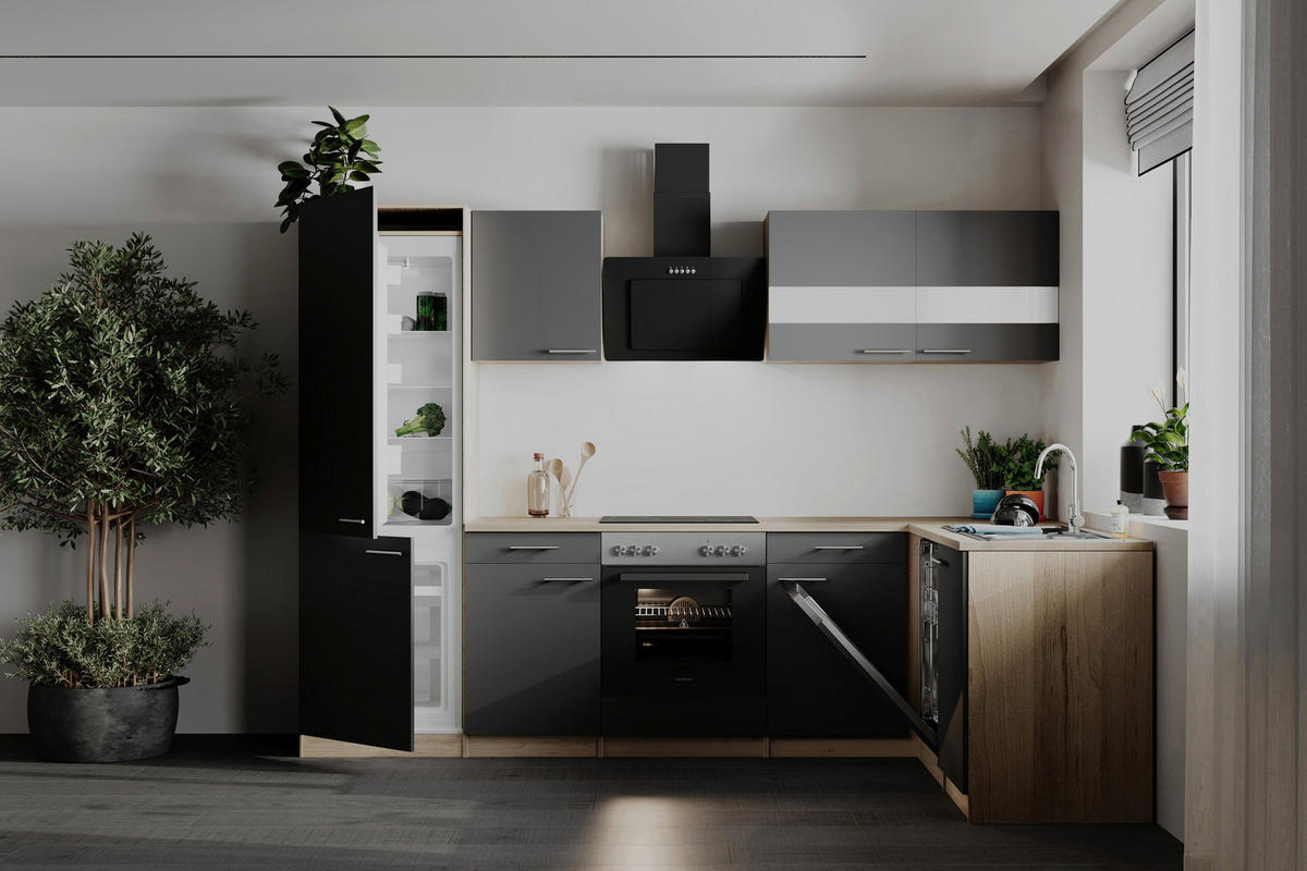 HÖRNKÖK 280/172 cm  i grå  - stålfärgad/grå, Basics, metall/trämaterial (280/172cm) - Respekta