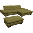 ECKSOFA in Mikrofaser Grün 290/198 cm - Schwarz/Grün, Design, Textil/Metall (290/198cm) - Xora