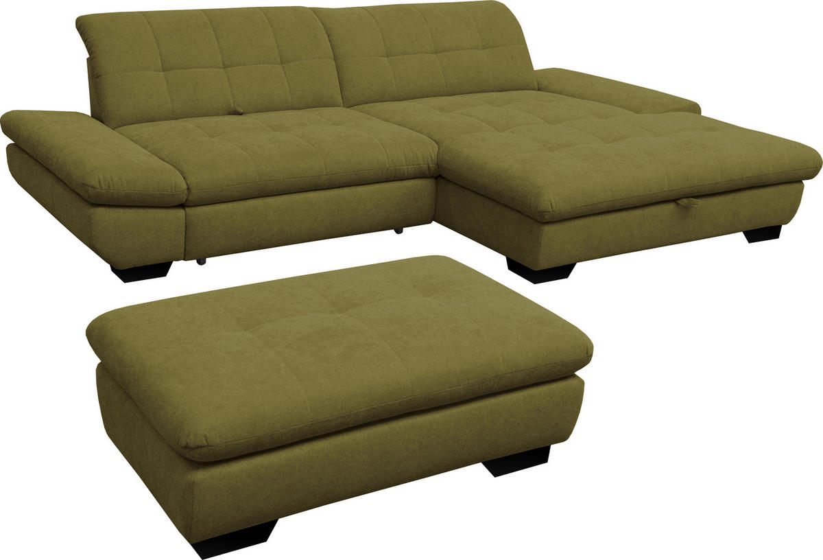 ECKSOFA in Mikrofaser Grün  - Schwarz/Grün, Design, Textil/Metall (290/198cm) - Xora