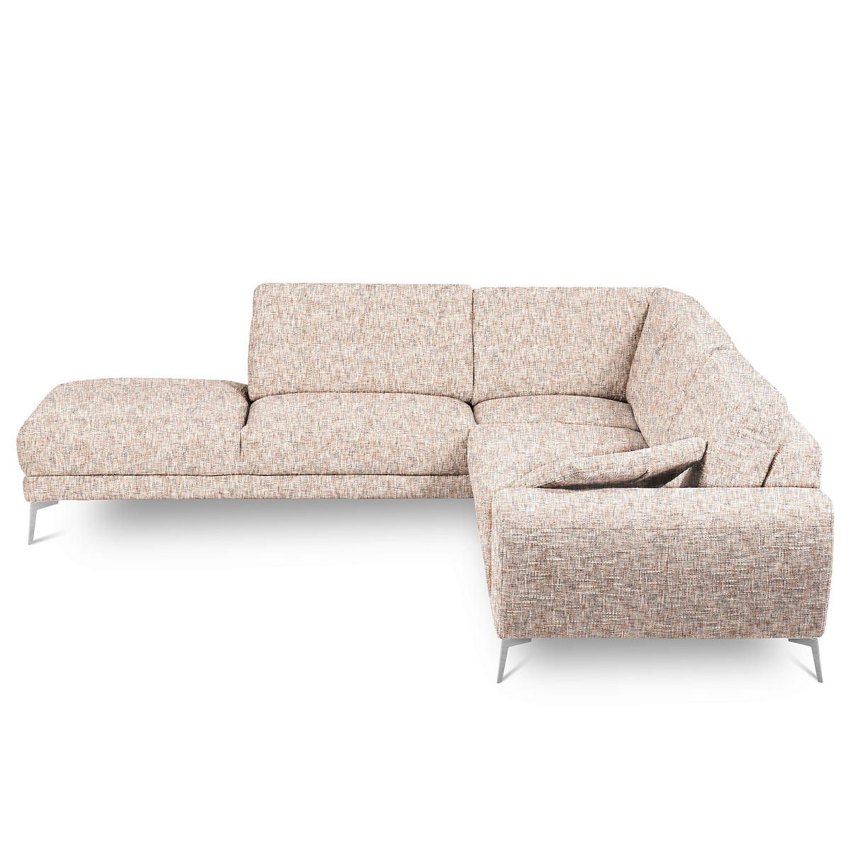ECKSOFA  Webstoff Blau, Gelb, Rot, Weiss  - Chromfarben/Blau, Design, Textil/Metall (250/273cm) - Livetastic