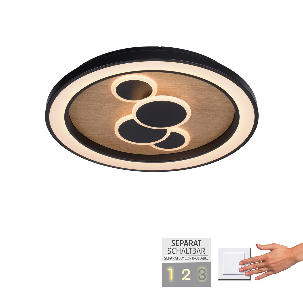 LED-DECKENLEUCHTE 60/60/8 cm   - Natur, Holz (60/60/8cm)