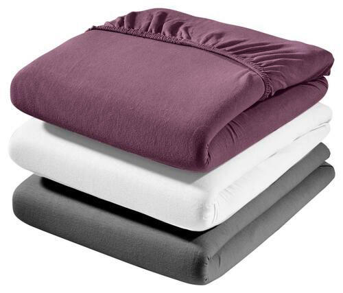 SPANNBETTTUCH Zwirn-Jersey  - Aubergine/Magnolie, Basics, Textil (150/200cm) - Estella