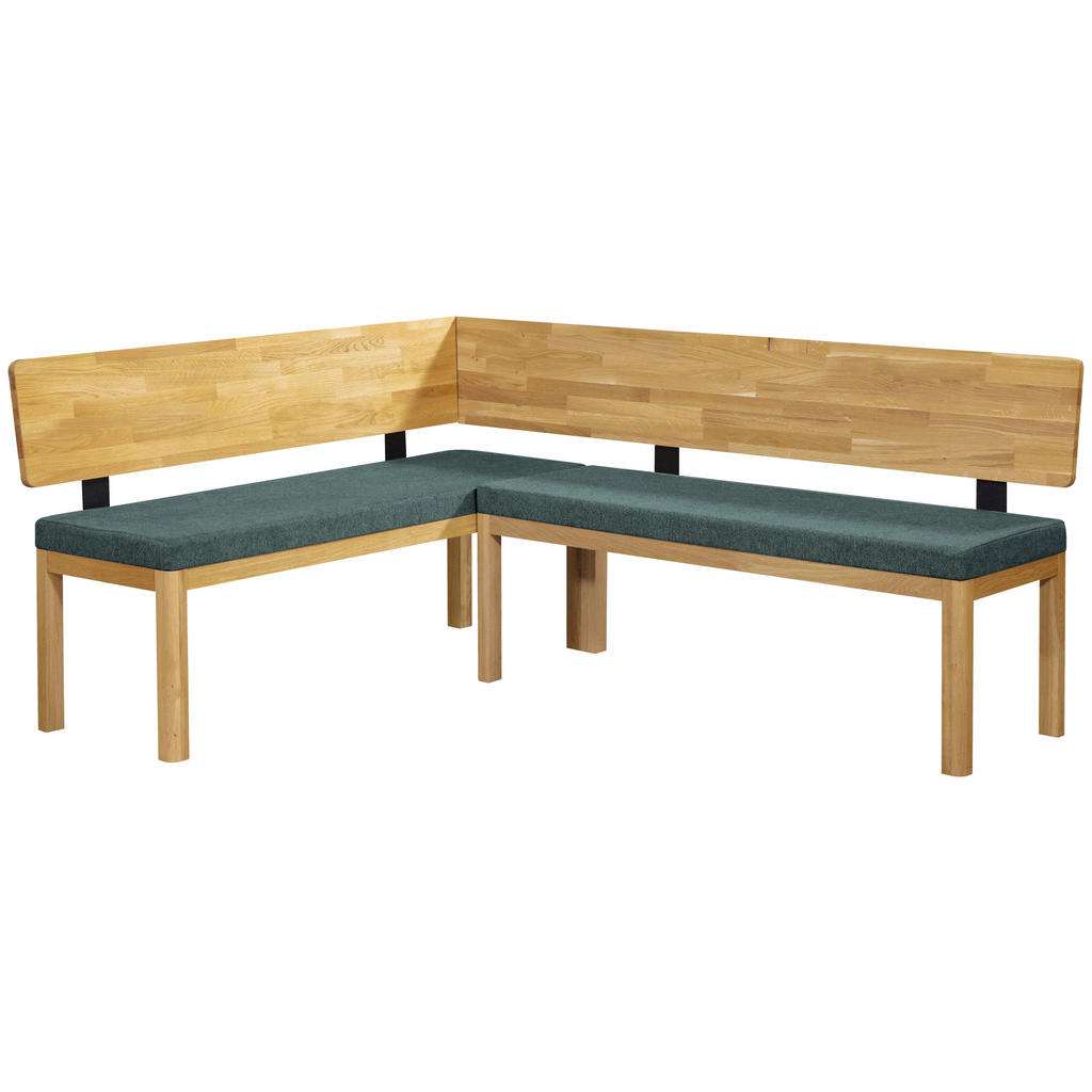 Thumbnail - Linea Natura Eckbank, Türkis, Eiche, Holz, Textil, Eiche, vollmassiv, 4-Sitzer, L-Form, Eckteil, 195x155 cm, in verschie...