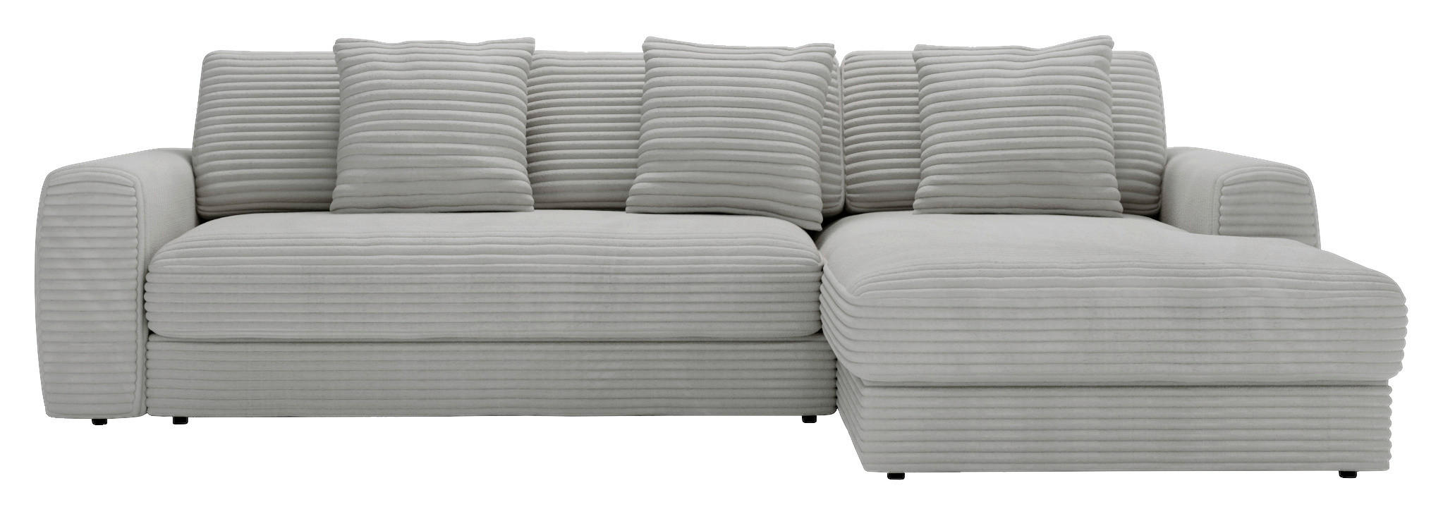 ECKSOFA Hellgrau Cord - Hellgrau/Schwarz, MODERN, Kunststoff/Textil (302/182cm) - Carryhome
