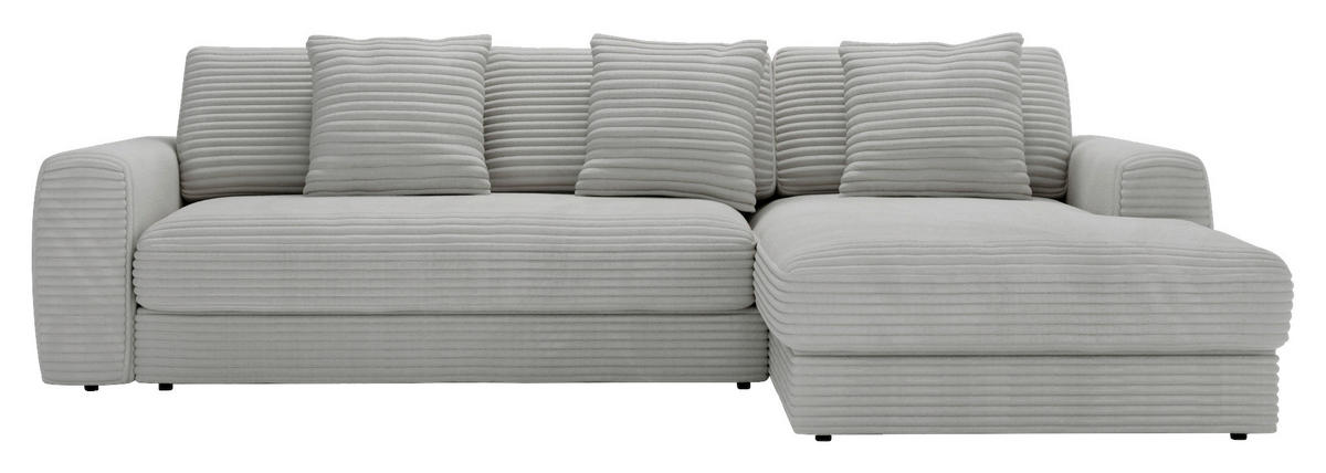 ECKSOFA in Cord Hellgrau  302/182 cm  - Hellgrau/Schwarz, MODERN, Kunststoff/Textil (302/182cm) - Carryhome