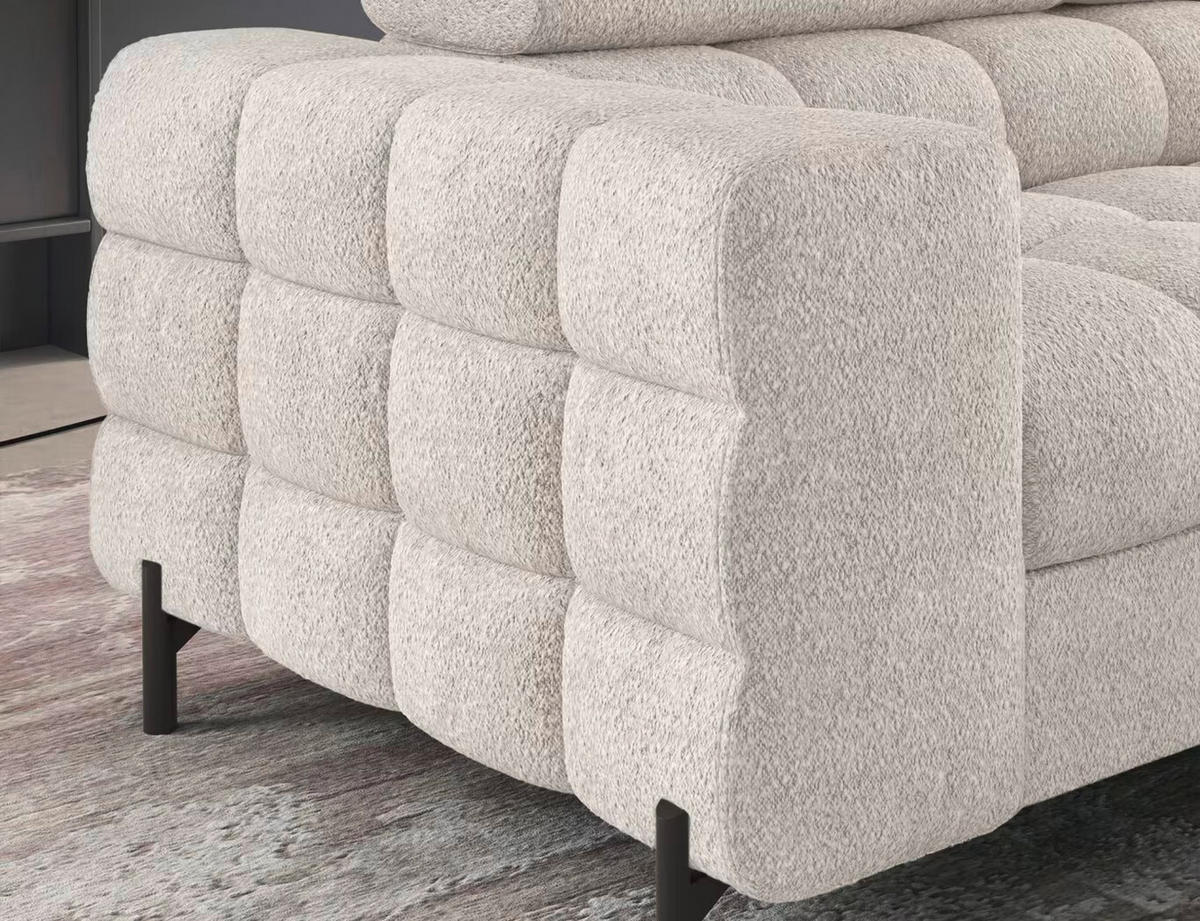 ECKSOFA Weiß Plüsch  - Schwarz/Weiß, Design, Textil/Metall (276/200cm) - MID.YOU