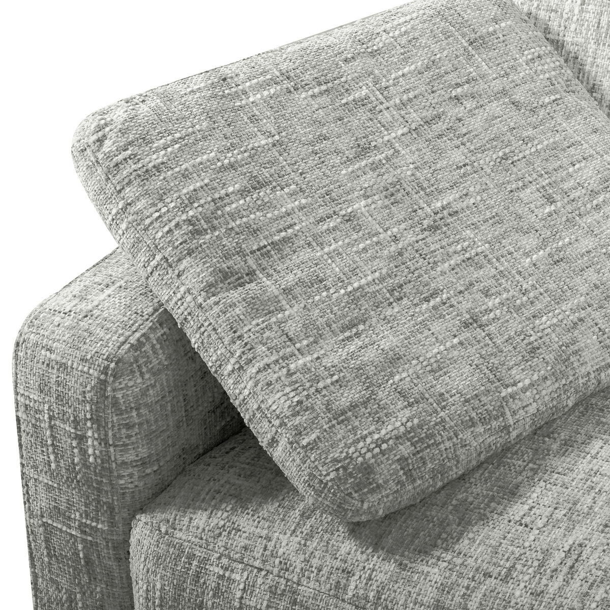 3-SITZER-SOFA Webstoff Grau  - Schwarzchrom/Grau, Design, Textil/Metall (187/85/92cm) - Livetastic