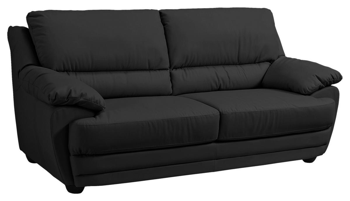 2-SITZER-SOFA in Lederlook Schwarz  - Schwarz, Design, Kunststoff/Textil (209/97/100cm) - Livetastic