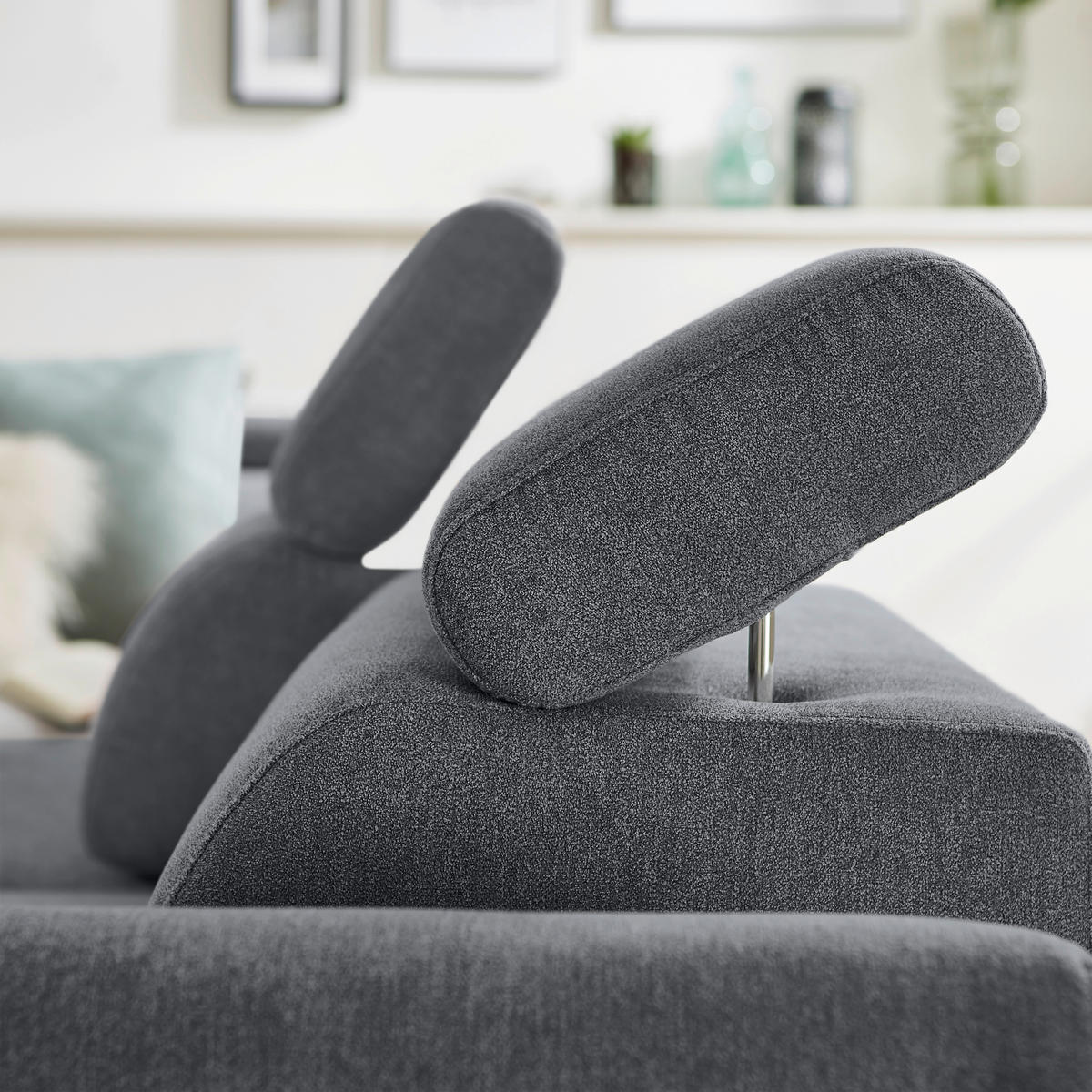 CANAPÉ D'ANGLE in Webstoff Anthrazit  - Anthrazit/Schwarz, Design, Textil/Metall (237/277cm) - Stylife