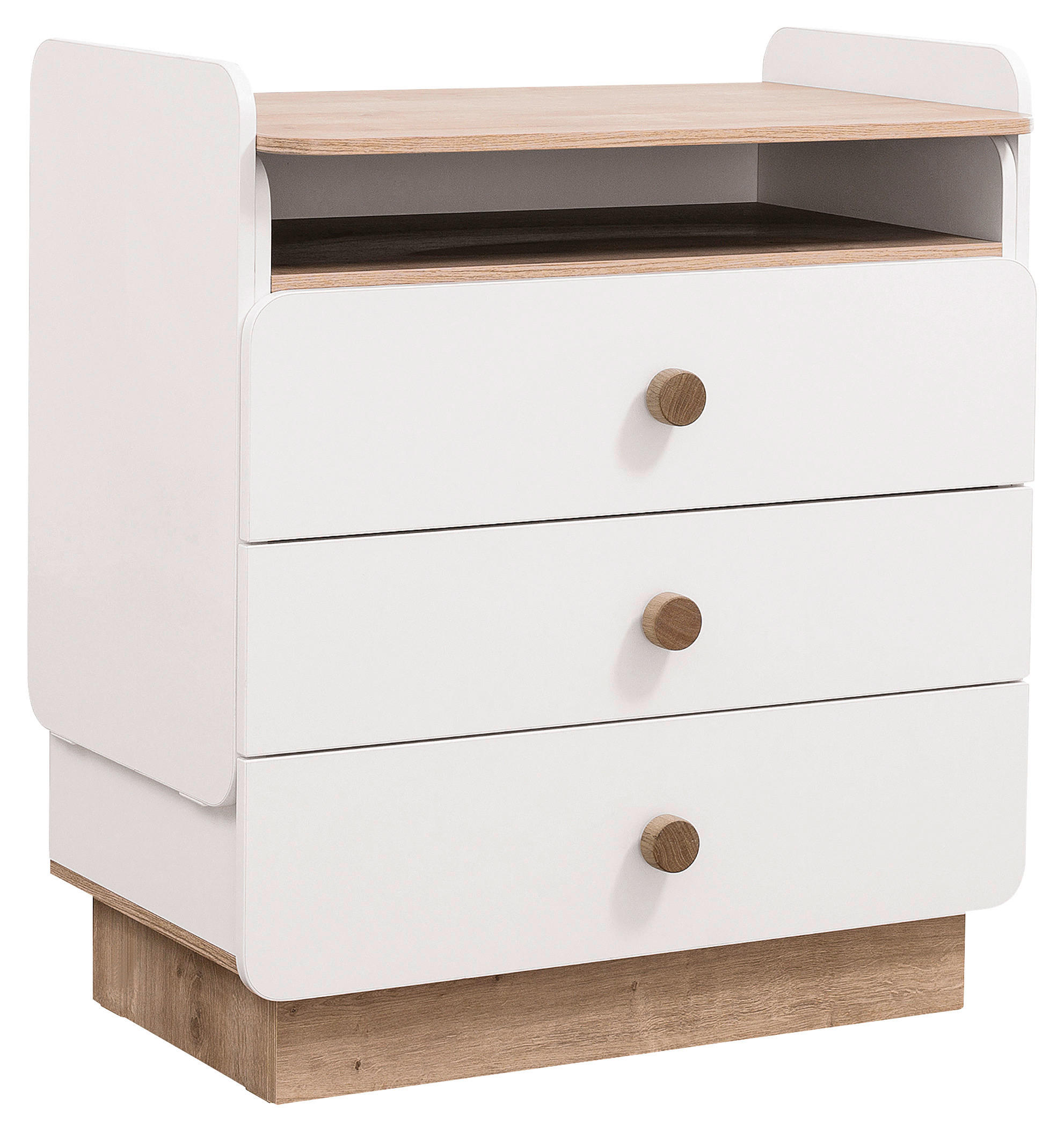 COMODĂ 85/94/51 cm  - alb/culoare lemn stejar, Modern, material pe bază de lemn (85/94/51cm) - Cilek