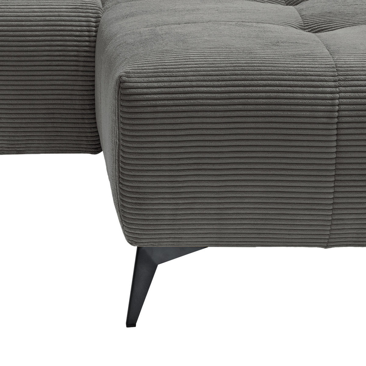 ECKSOFA in Cord Grau  - Schwarz/Grau, Modern, Textil/Metall (258/180cm) - Livetastic