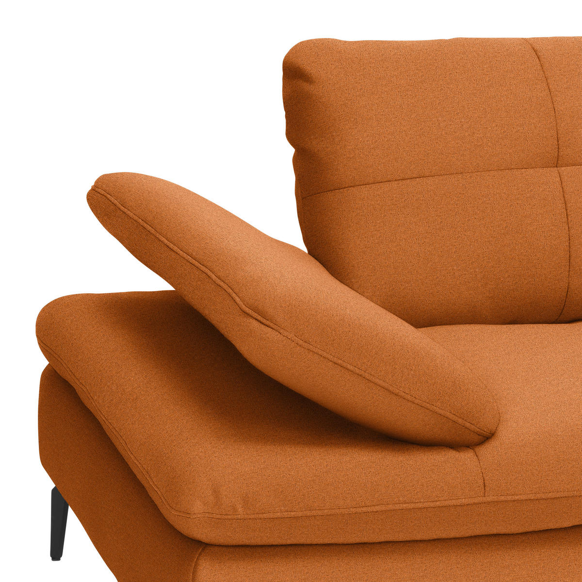 ECKSOFA in Webstoff Orange  - Schwarz/Orange, Design, Textil/Metall (301/179cm) - Chilliano
