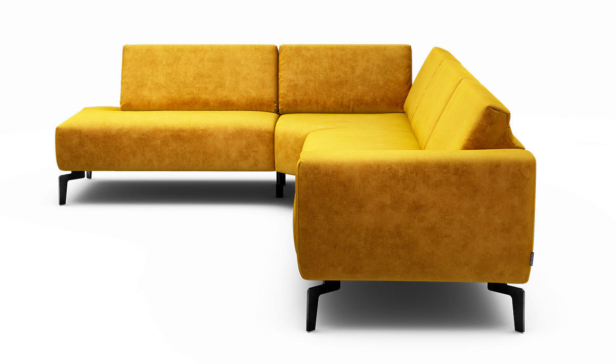 ECKSOFA Cosy Gelb Samt  - Gelb/Schwarz, Design, Textil/Metall (213/296cm) - SENSOO