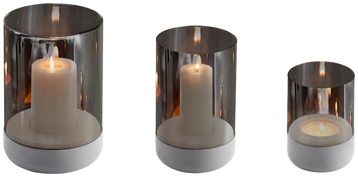 WINDLICHT  - Dunkelgrau, Design, Glas (10/14cm) - Blomus