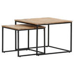 COUCHTISCHSET Mangoholz massiv 45-60/45-60/39-45 cm quadratisch Naturfarben, Schwarz  - Schwarz/Naturfarben, KONVENTIONELL, Holz/Metall (45-60/45-60/39-45cm) - Landscape