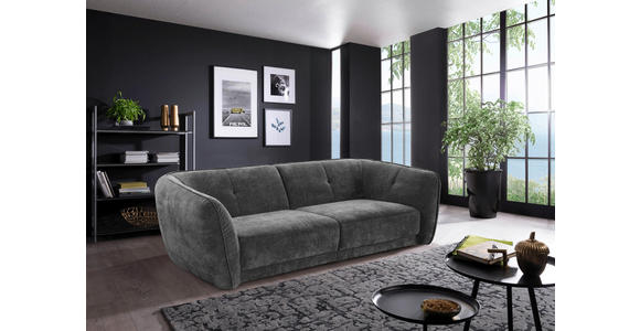 BIGSOFA Chenille Grau - Schwarz/Grau, KONVENTIONELL, Kunststoff/Textil (290/86/121cm) - Cantus