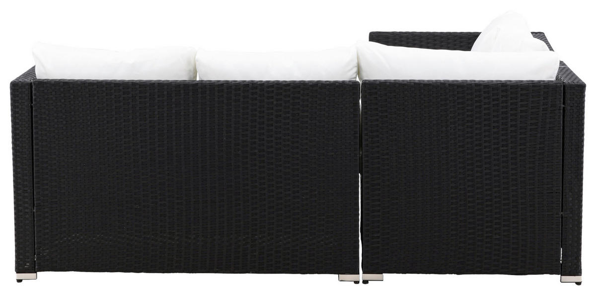 LOUNGEGARNITUR Stahl  - Schwarz/Weiß, KONVENTIONELL, Glas/Kunststoff (59/180/64cm) - Gardenson