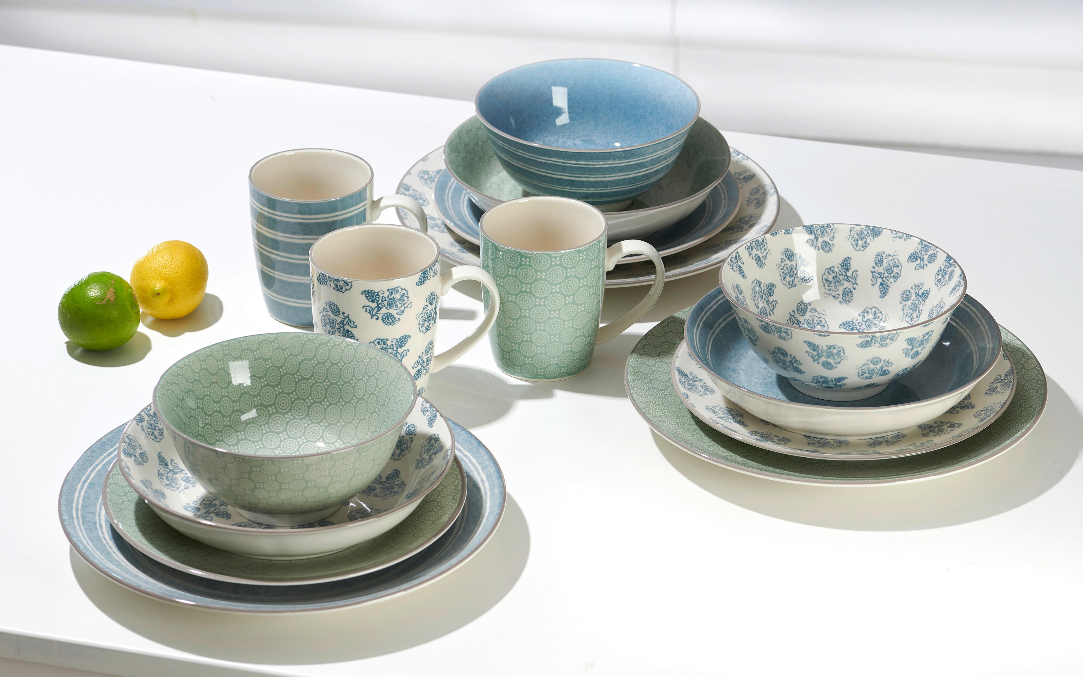 KOMBINOVANÝ SERVIS, 30-dielne, porcelán - viacfarebná/modrá, Basics, keramika - Ritzenhoff Breker