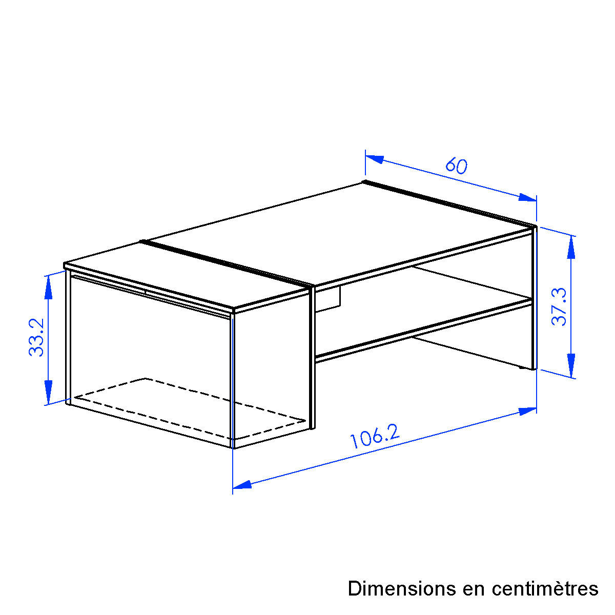 COUCHTISCH rechteckig Schwarz, Eichefarben 107/60/38 cm  - Eichefarben/Schwarz, Design, Holzwerkstoff (107/60/38cm) - MID.YOU