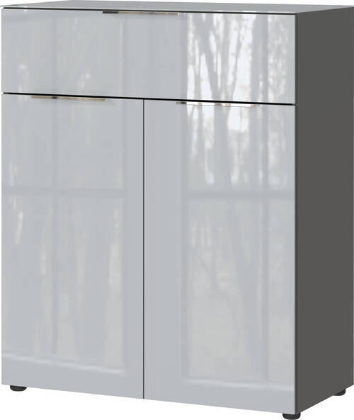 KOMÓD 83/102/42 cm  - grafitszürke/króm, Modern, műanyag/faalapú anyag (83/102/42cm) - Premium Living
