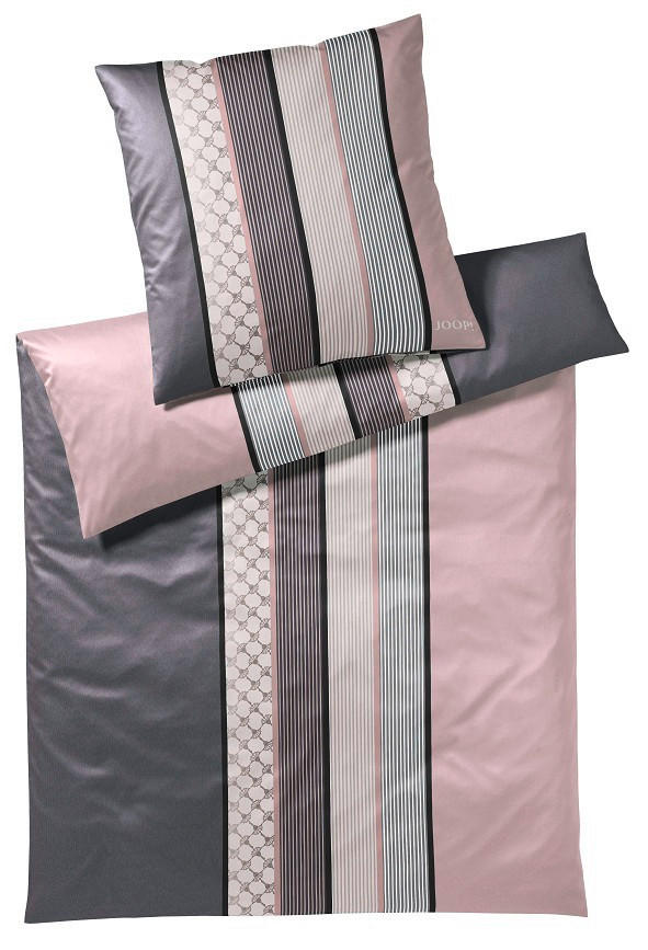 BETTWÄSCHE Cornflower Stripes Makosatin 135/200 cm  - Anthrazit/Rosa, Design, Textil (135/200cm) - Joop!
