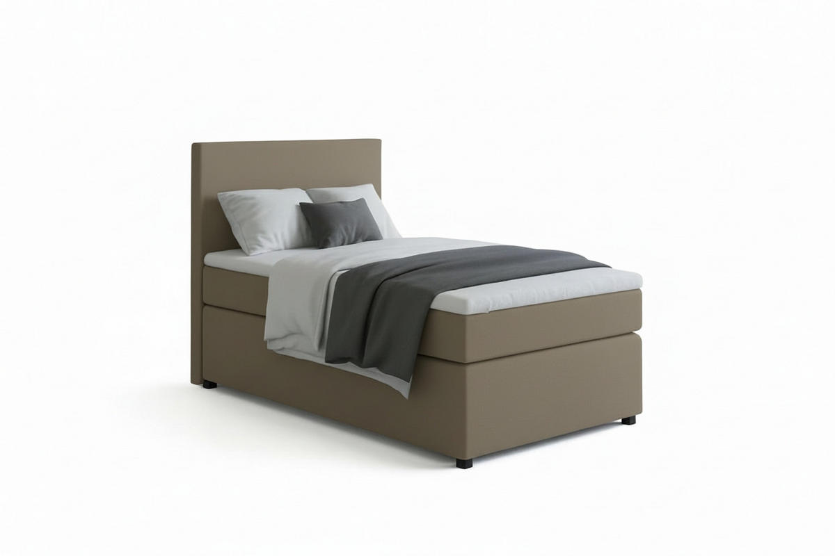BOXSPRINGBETT 90/200 cm,  in Sandfarben, Matratze, Topper, H3 = fest  - Sandfarben/Schwarz, MODERN, Kunststoff/Textil (90/200cm) - MID.YOU