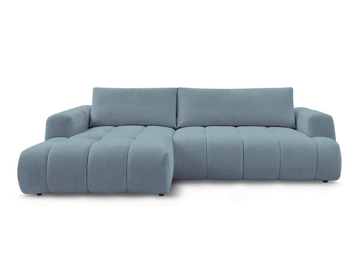ECKSCHLAFSOFA FUJI Leinenoptik Hellblau  inkl.  - Schwarz/Hellblau, MODERN, Kunststoff/Textil (160/292cm)