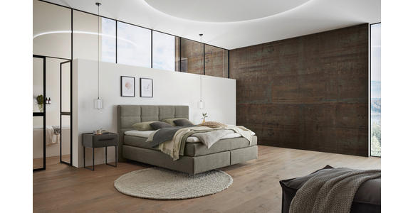 BOXSPRINGBETT 160/200 cm,  in Greige, Topper, Matratzen, H2 + H2 = mittel  - Greige/Schwarz, Design, Kunststoff/Textil (160/200cm) - Dieter Knoll