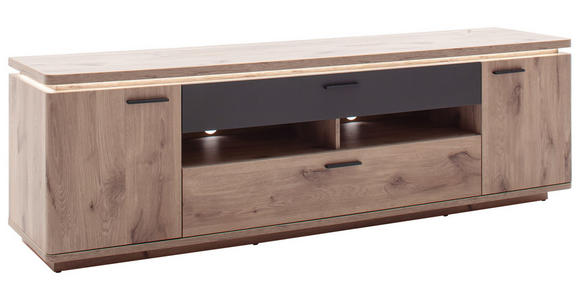 LOWBOARD Anthrazit, Eiche dunkel  210/65/50 cm  - Eiche dunkel/Anthrazit, KONVENTIONELL, Holzwerkstoff/Metall (210/65/50cm) - Cantus