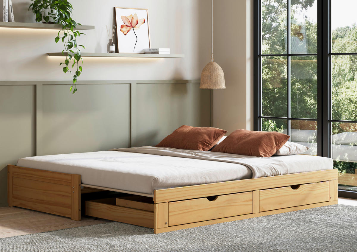 AUSZIEHBETT 90/200 cm  in Naturfarben  - Naturfarben, MODERN, Holz/Holzwerkstoff (90/200cm) - MID.YOU