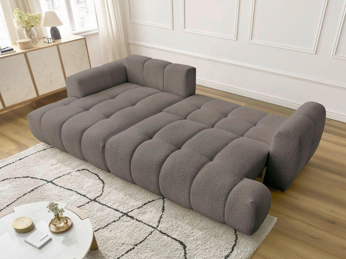 ECKSCHLAFSOFA FUJI Bouclé Taupe  inkl.  - Taupe/Schwarz, MODERN, Kunststoff/Textil (160/292cm)