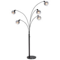 STEHLEUCHTE 98/110/208 cm    - Schwarz, KONVENTIONELL, Glas/Stein (98/110/208cm) - Globo